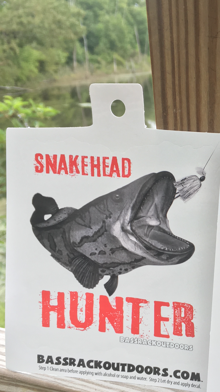 Snakehead Hunter Decal- Quality UV protecting coated 6mil vinyl die cut . Great for truck, car, kayak , cooler , anywhere you want to rep it proudly !!! Made in the 🇺🇸  ***Price Includes Tax and Shipping***