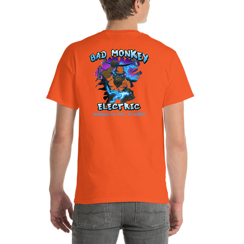 Bad Monkey Electric - Comfortable Men's T-Shirt Front & Back (Sizes Small - 5XL & Multiple Colors Available)