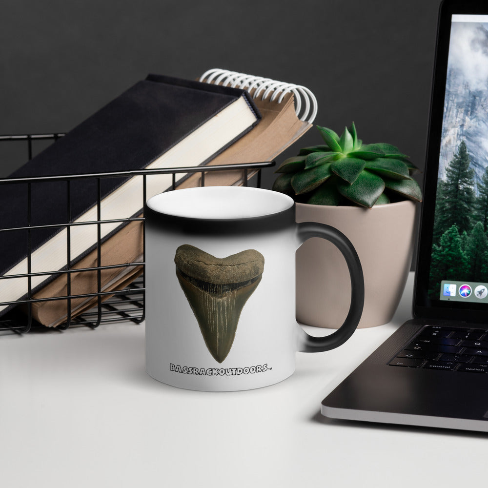 Megalodon Shark Tooth Magic Mug - When it comes into contact with a hot beverage, the mug reveals the tooth like uncovering it for the very first time over and over again!