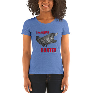 Ladies' Snakehead Hunter Black&White- Comfortable & Soft Tri-Blend Short Sleeve (Sizes Small - 2XL & Multiple Colors Available)